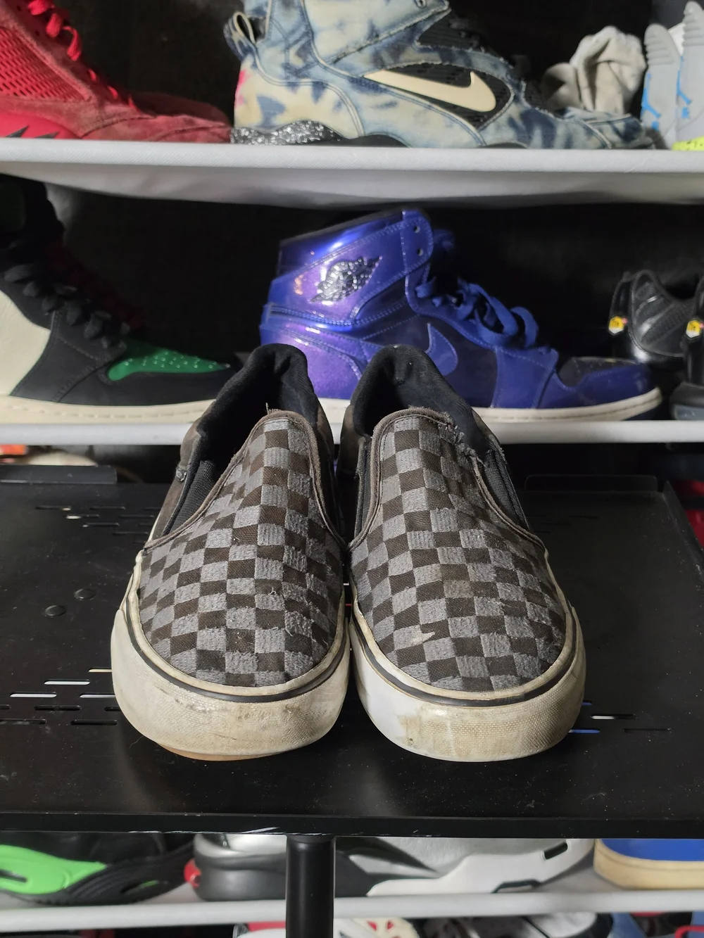 🔥 Vans Men Size 9 Classic Slip-On Checkerboard Men’s Shoes - Black/Grey
